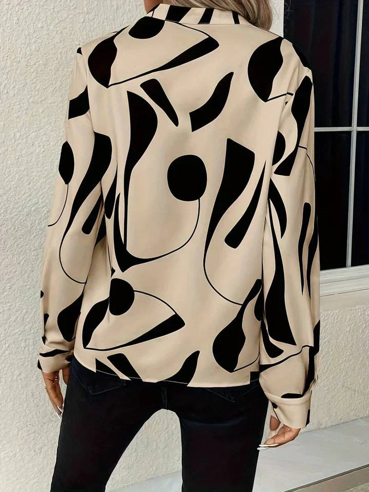 Linnea| Womenâs Long Sleeve Print Blouse