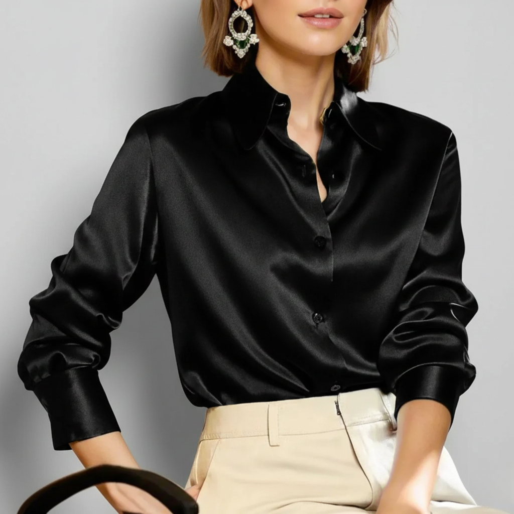 Marisol | Womenâs Satin Long Sleeve Blouse