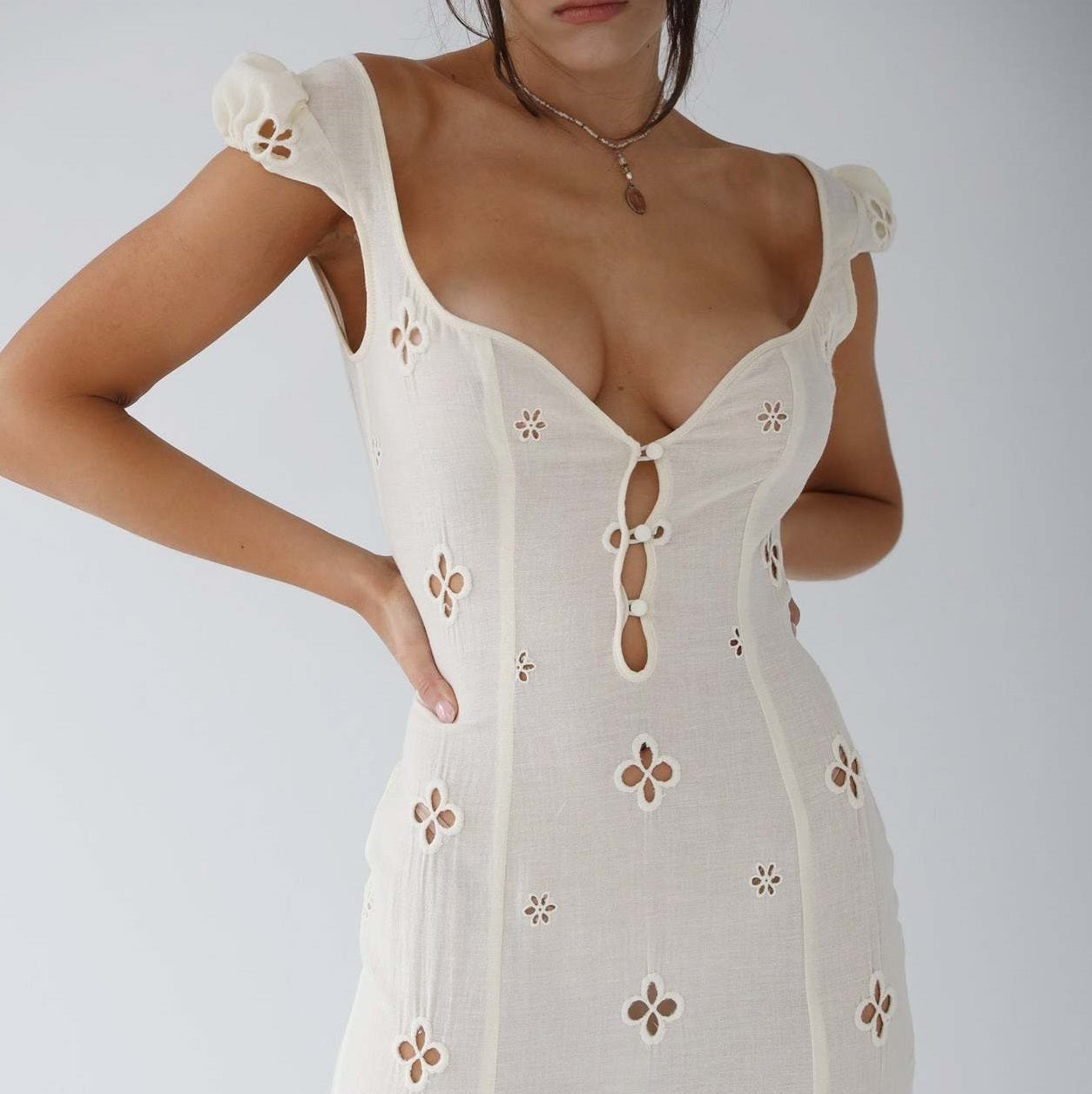 Adelina | Womenâs Cut-Out Fitted Midi Dress