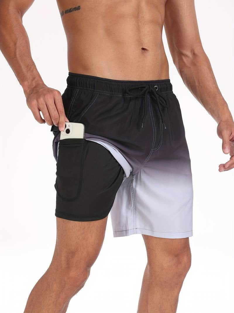 Flamingo Print Swim Trunks - Black
