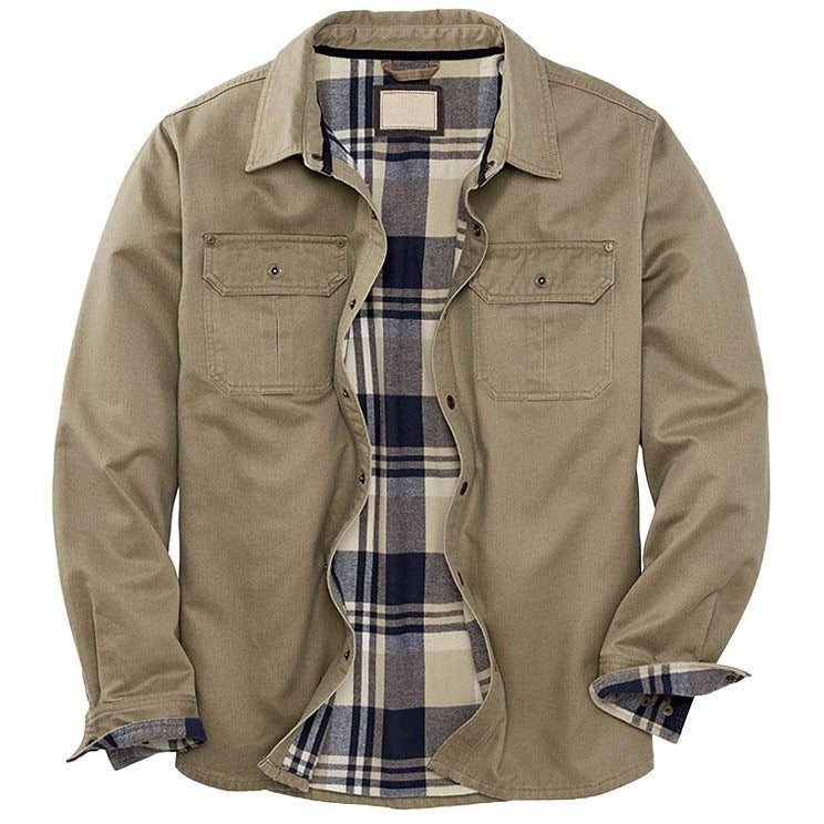 Flannel Shirt Jacket - Khaki