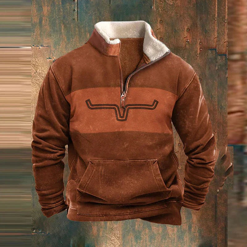 Fleece Quarter Zip Sweatshirt - Orange