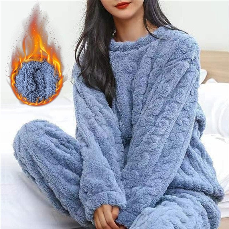 Fluffy Pajama Two Piece Set