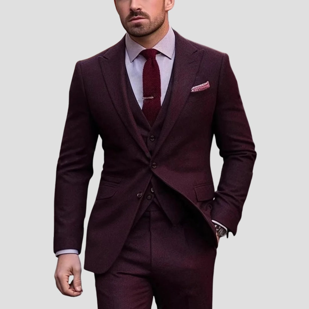 Formal 3 Piece Suit - Burgundy