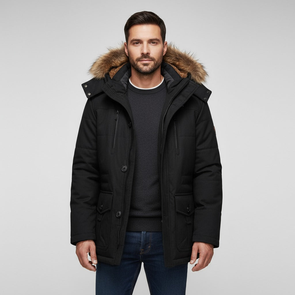 Fur Hooded Winter Parka Coat