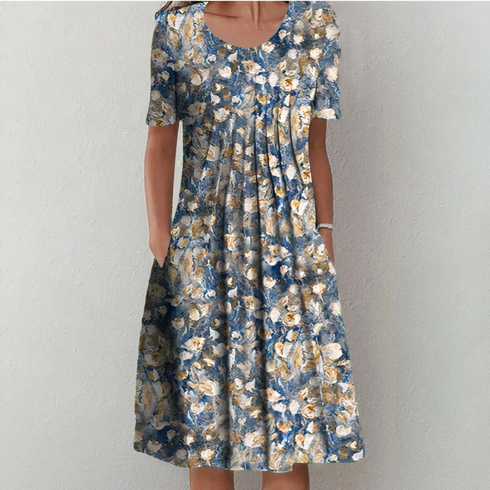 Floral Midi Dress - Royal Blue