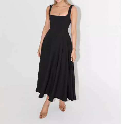 Lumi | Womenâs Straight Neckline Midi Dress