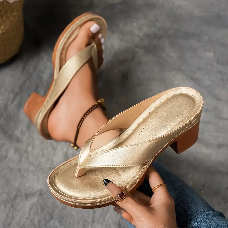 Caterina | Womenâs Heeled Thong Orthopedic Sandals