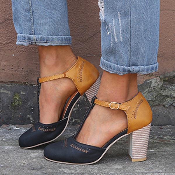 Jimena | Women’s Closed Toe T-Strap Heels