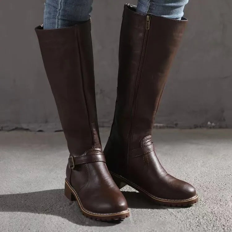 Knee High Riding Boots - DarkBrown