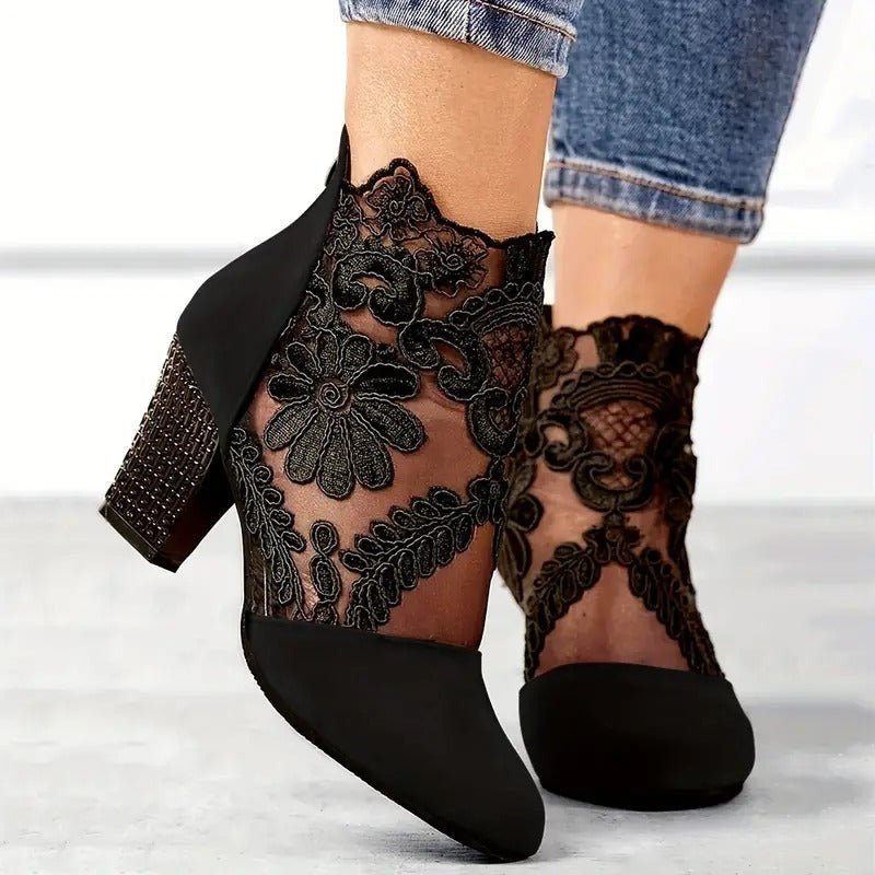 Lace Ankle Boots - Black