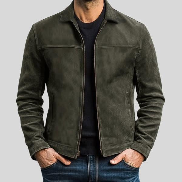 Leather Jacket - Olive Green