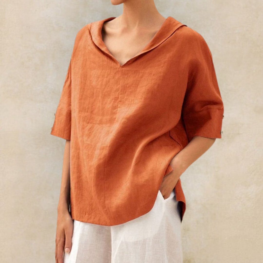 Soraya | Womenâs Short Sleeve V Neck Blouse