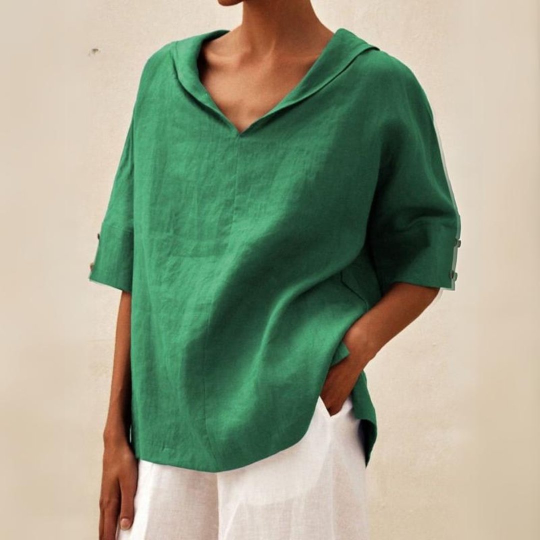 Soraya | Womenâs Short Sleeve V Neck Blouse