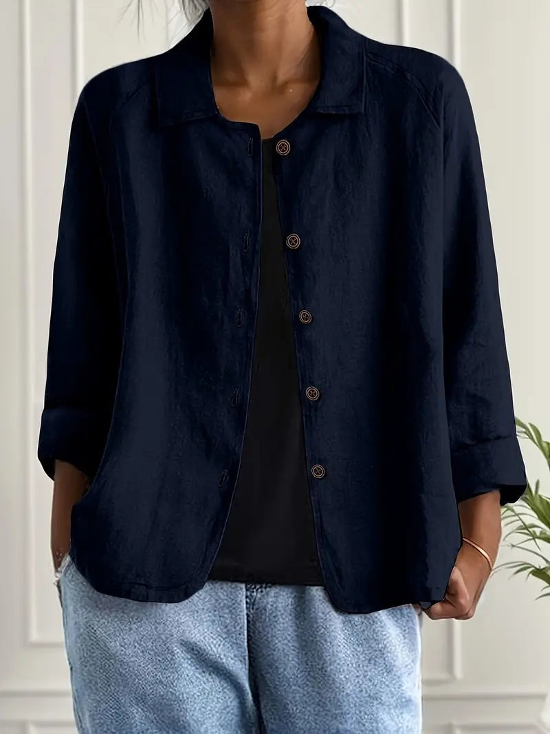 Long Sleeve Shirt Jacket - Navy Blue