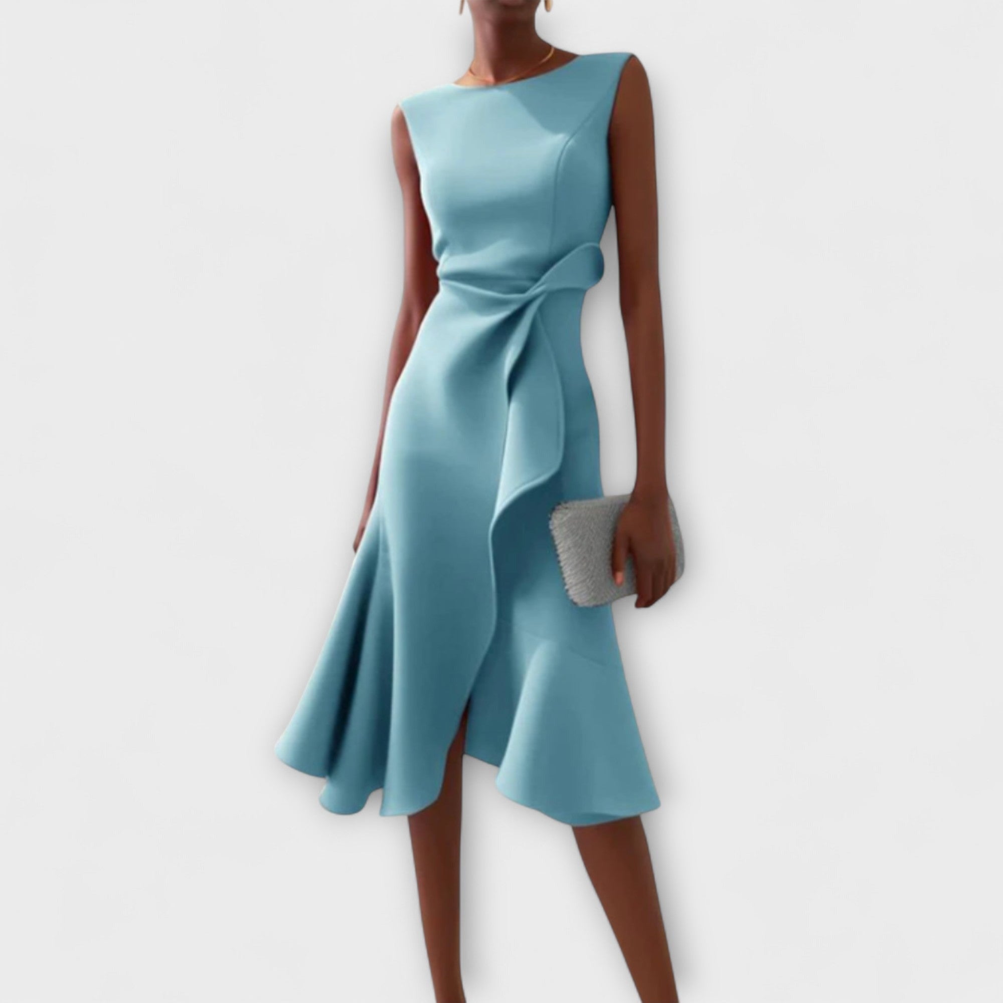 Formal Wedding Guest Midi Dress - Light Blue