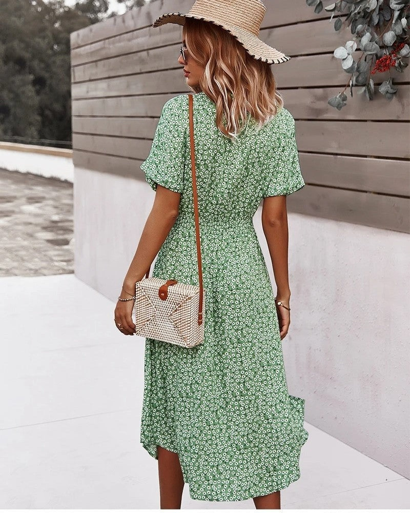 Floral Wrap Midi Dress