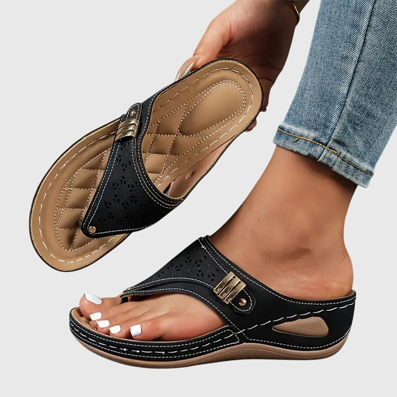 Orthopedic Wedge Sandals - Black