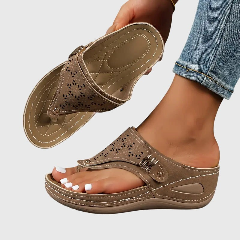 Orthopedic Wedge Sandals - Brown