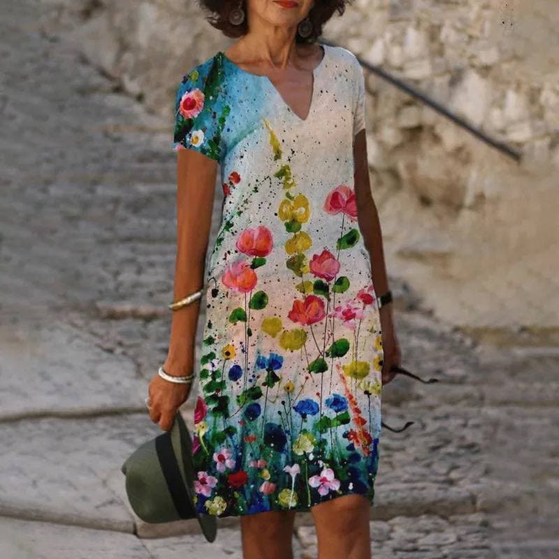 Celeste | Women’s Linen Short Sleeve Midi Dress