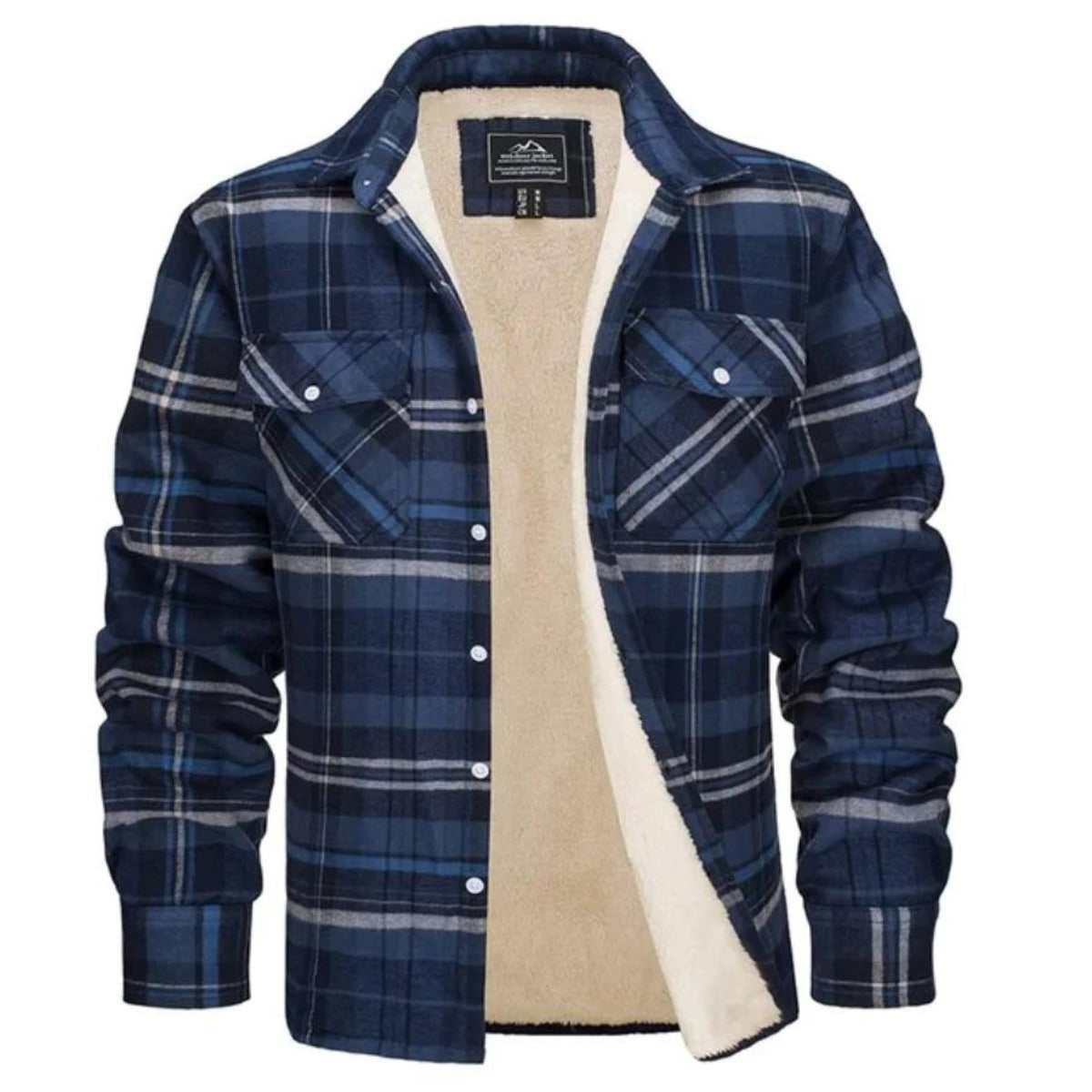 Plaid Sherpa Jacket - Blue-gray