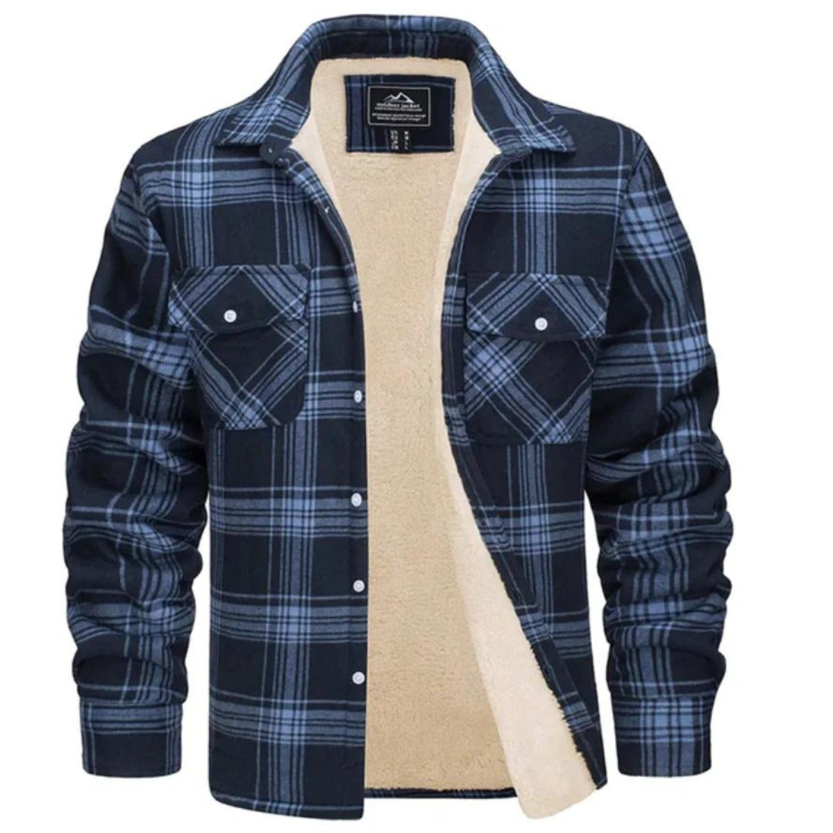 Plaid Sherpa Jacket - Navy Blue