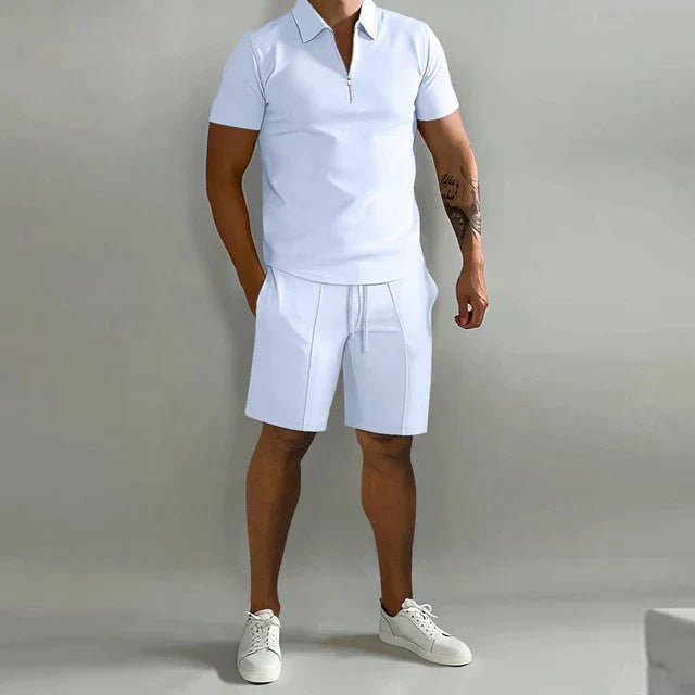 Polo Shirt Two Piece Set - White