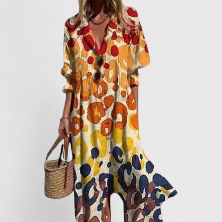 Floral Shirt Maxi Dress - Yellow