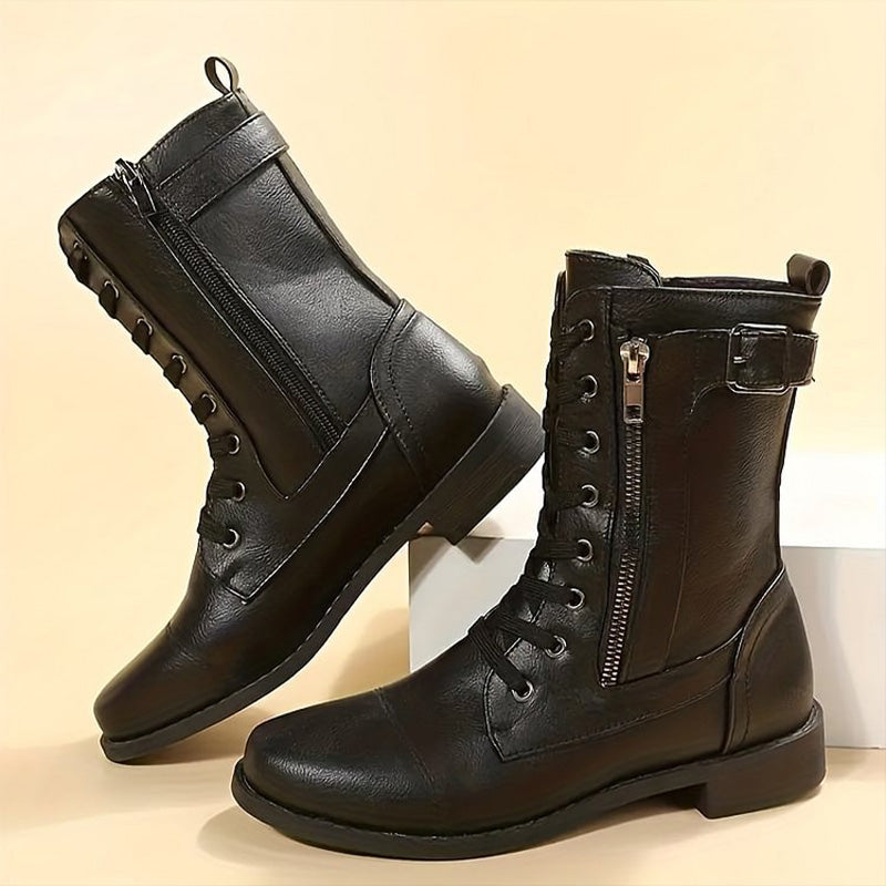 Greta | Womenâs Lace Up Mid Calf Boots
