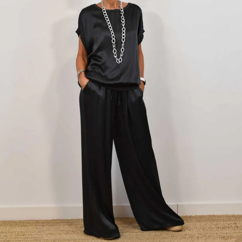 Anamaria | Womenâs Short Sleeve Wide Leg Two-Piece Set