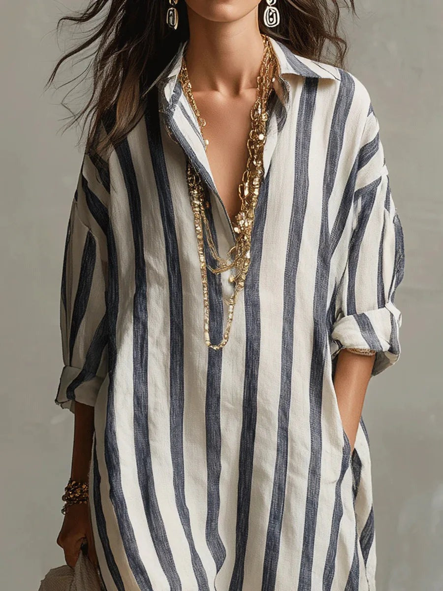 Striped Maxi Shirt Dress