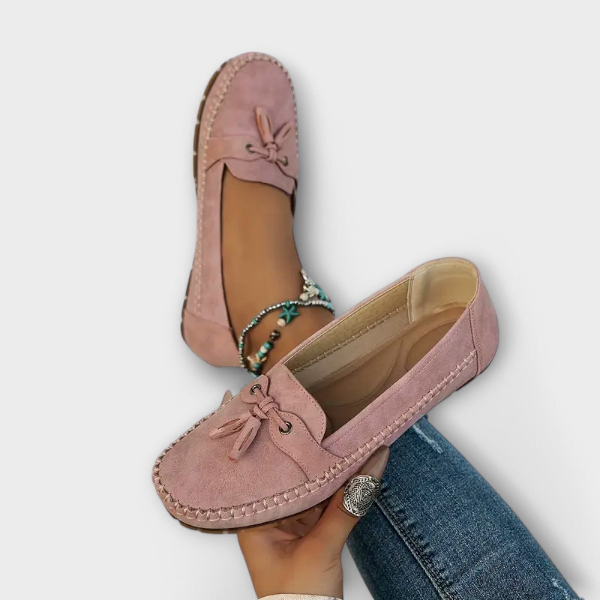 Tassel Driving Loafers - Pink