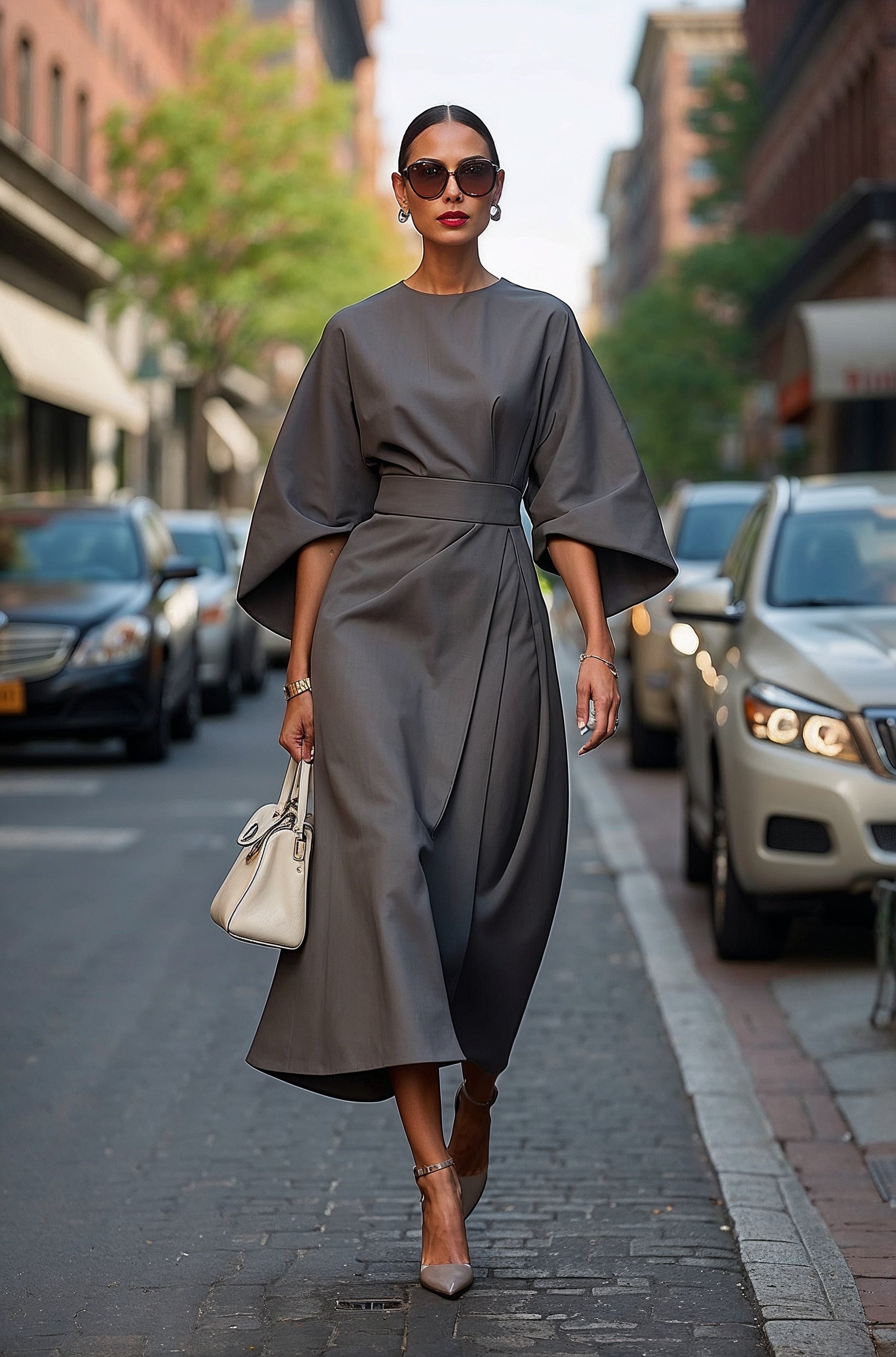 Ginerva | Womenâs Kimono Sleeve Midi Dress