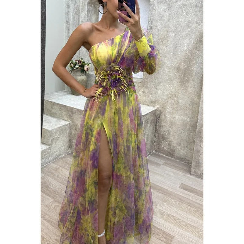 Belen | Women’s One Shoulder Floral Maxi Dress