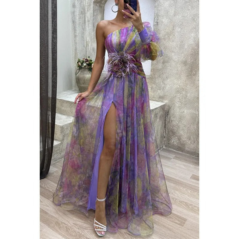 Belen | Women’s One Shoulder Floral Maxi Dress