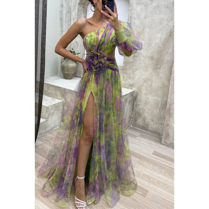 Belen | Women’s One Shoulder Floral Maxi Dress