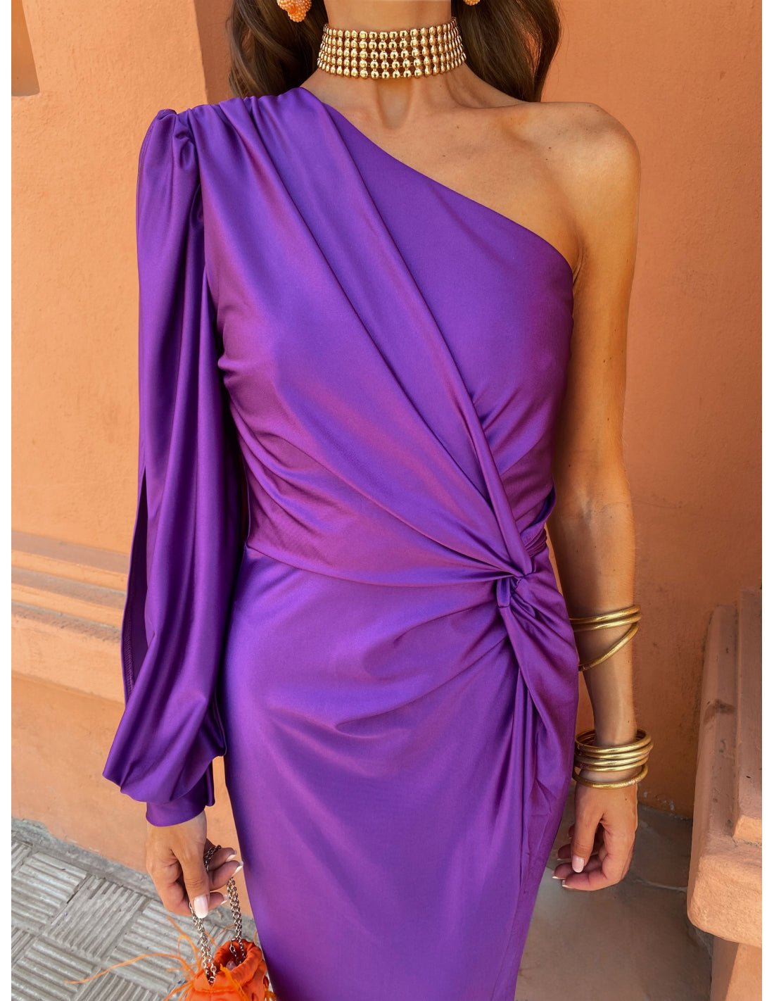 Berenice | Women’s One Shoulder Long Sleeve Midi Dress