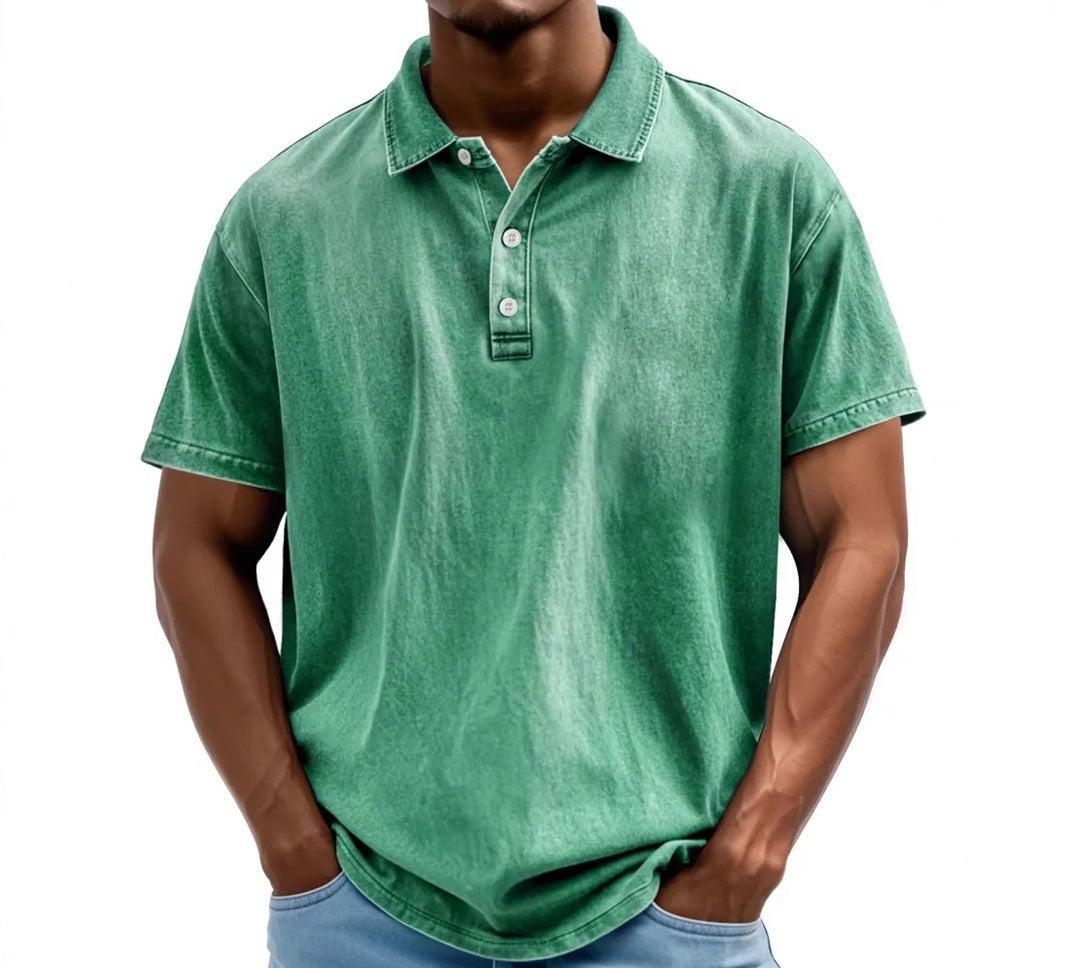 Vintage Washed Polo Shirt - Green