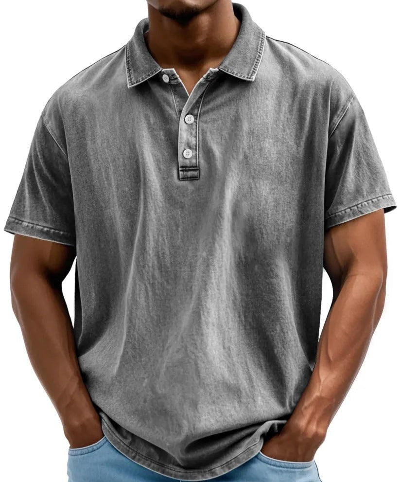 Vintage Washed Polo Shirt - Grey