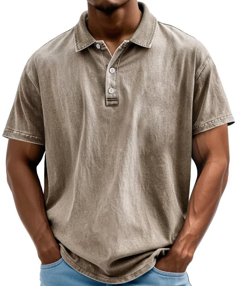 Vintage Washed Polo Shirt - Khaki