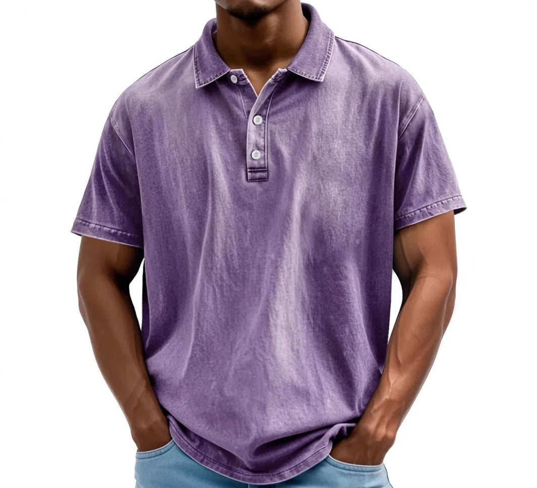 Vintage Washed Polo Shirt - Purple