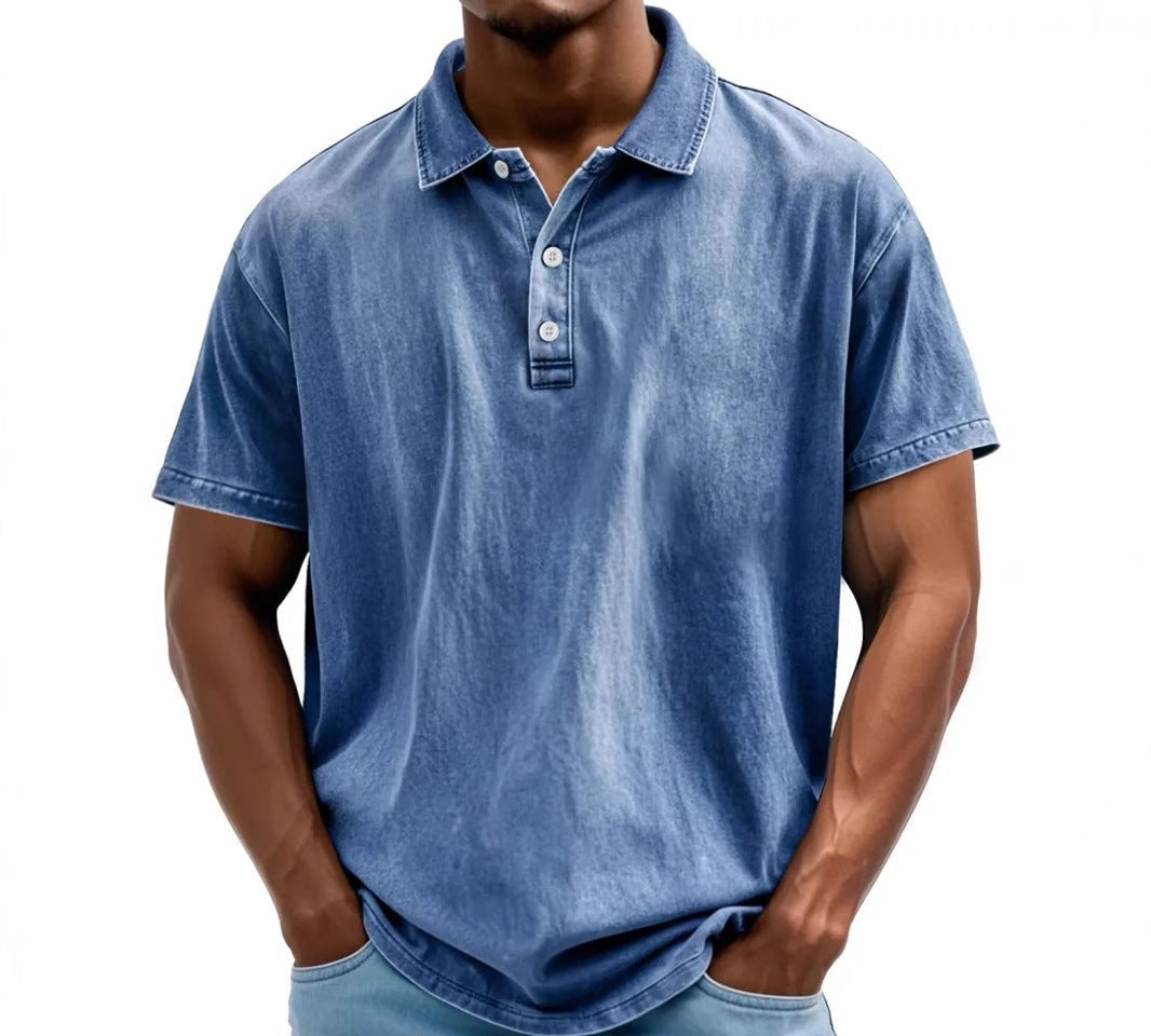 Vintage Washed Polo Shirt - Royal Blue