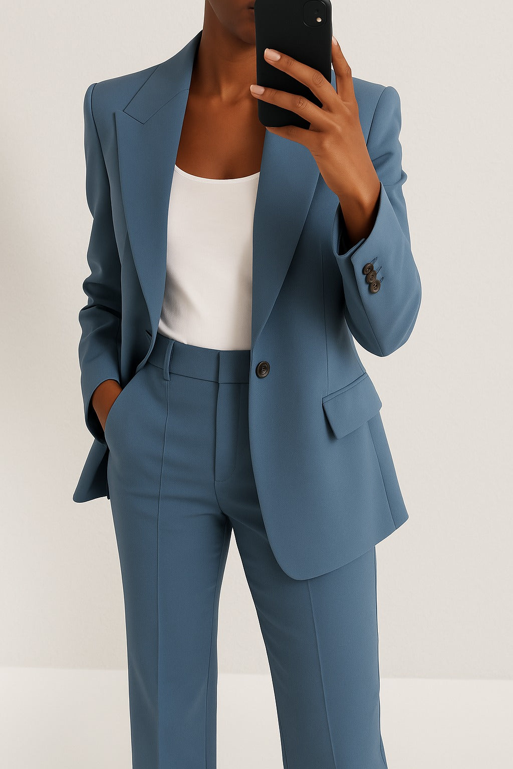 Wide Leg Pants Two Piece Set - Blue