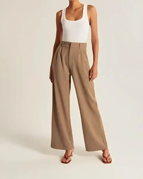Alessia | Women Soft Wool Blend Wide-Leg Pants