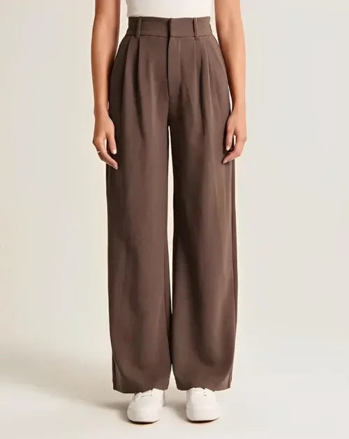 Alessia | Women Soft Wool Blend Wide-Leg Pants