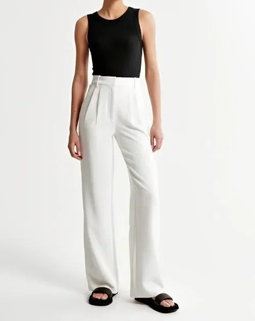 Alessia | Women Soft Wool Blend Wide-Leg Pants