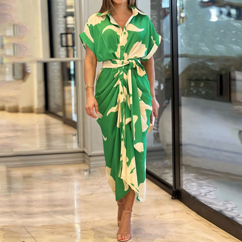 Catriona | Womenâs Wrap Short Sleeve Midi Dress