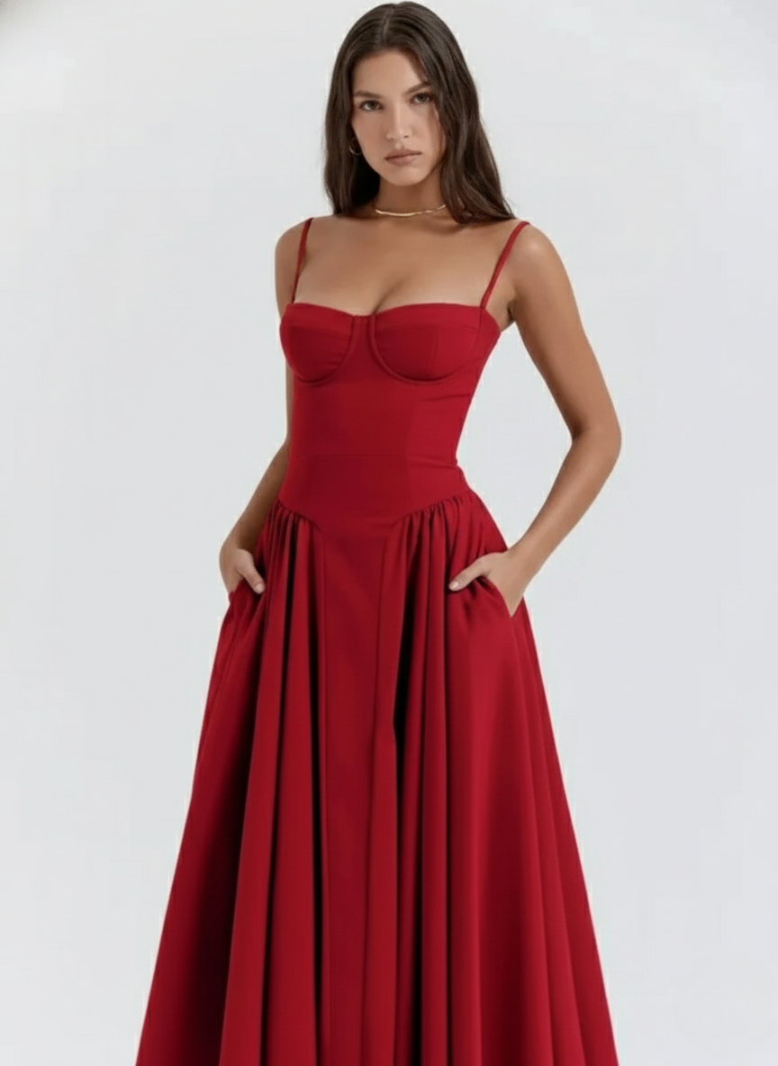 Ember | Women’s Sleeveless Corset Style Midi Dress