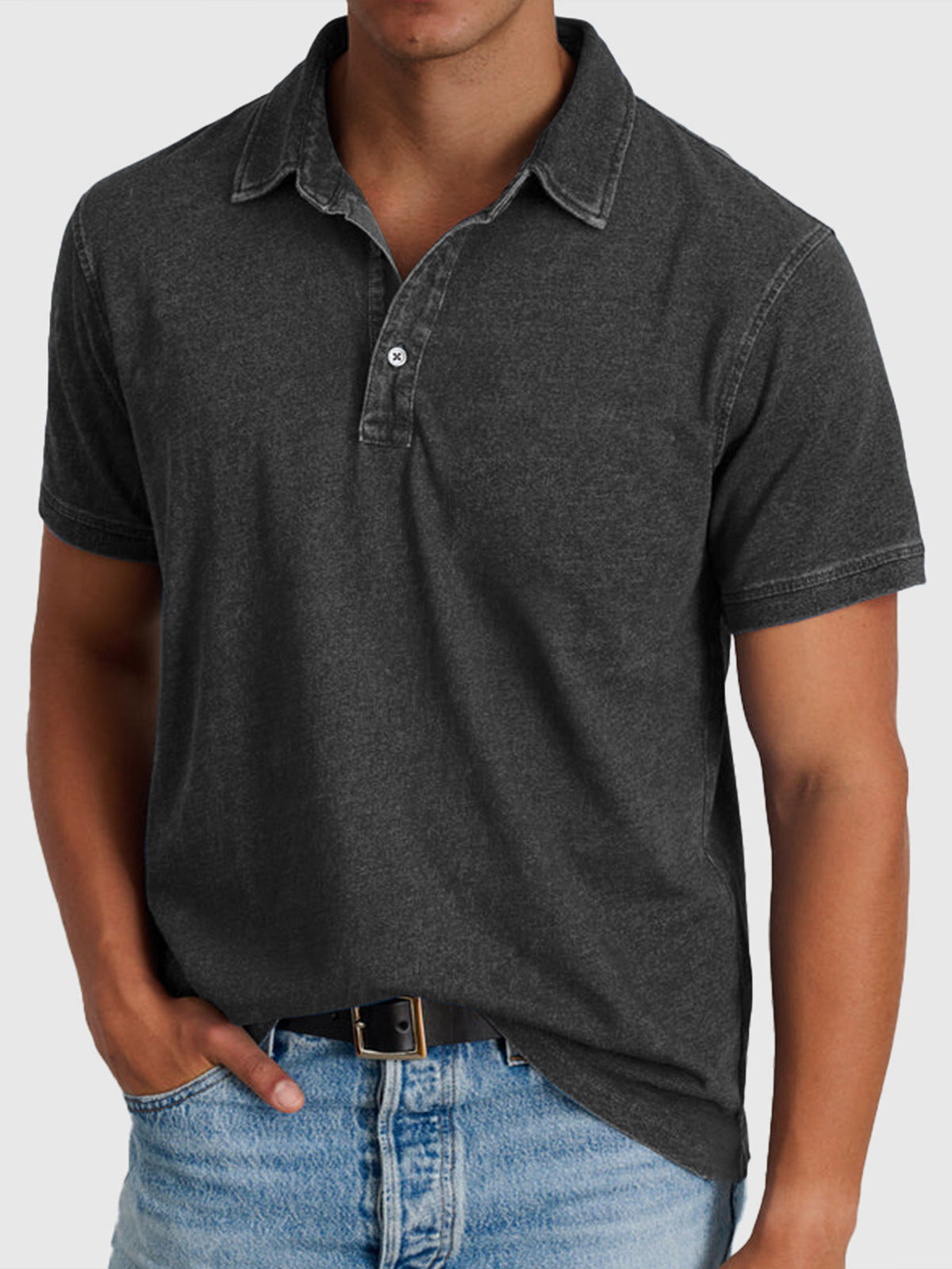 Martin | Men’s Cotton-Denim Short Sleeve Polo