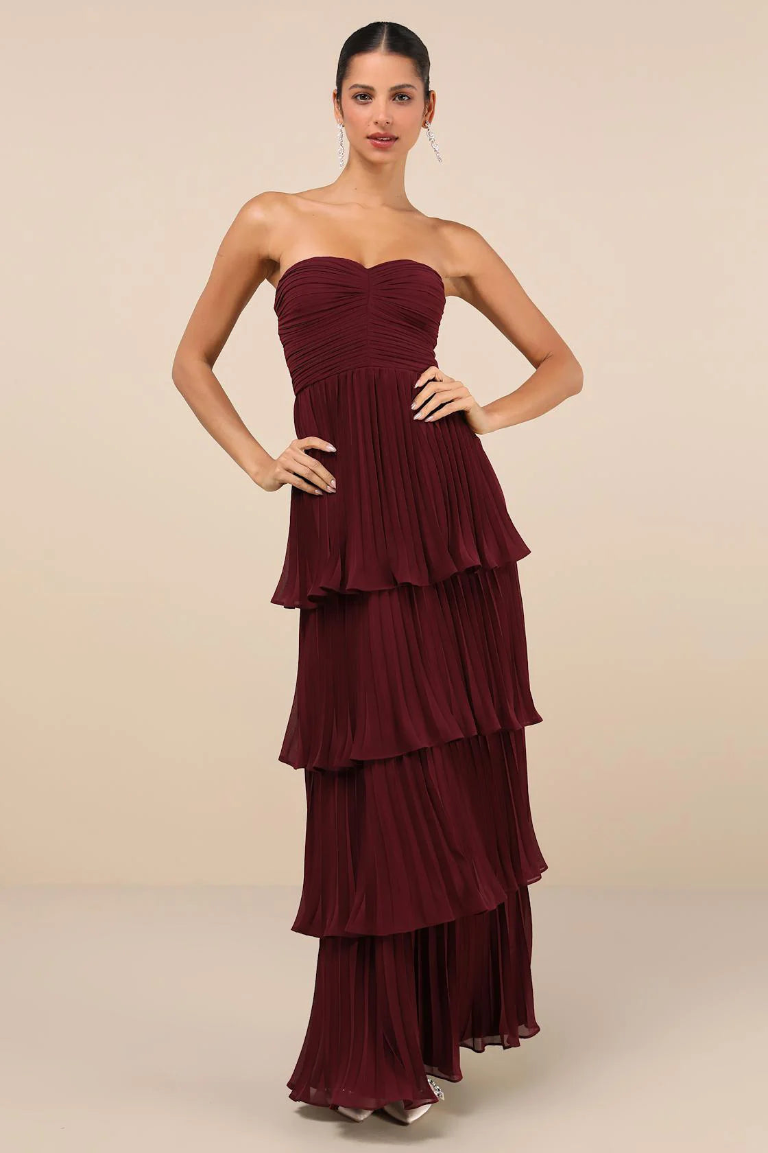 Nela | Women’s Strapless Ruffle Maxi Dress